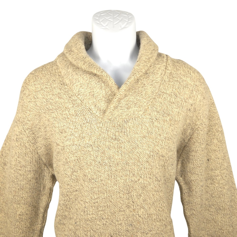 Vintage Ragg Sweater X‎ Large Wool Blend Knit Shawl Collar Pullover Beige